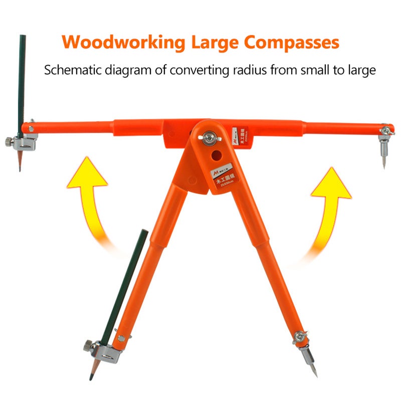 Woodworking Large Compasses Industrial Multifunction Tool Planning Wire Gauge Adjustable Lockable Divider Orange 41.00X3.00X3.00cm - Image 3