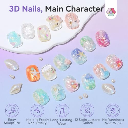 SAVILAND 3D Sculpture Gel Set 12 NoWipe Satin Luster 3D Sculpting Gel for Nail Art NonSticky Hand Carving Molding Gels with DualTipped Silicone Pen for Nail Art Design DIY Home Manicure 5g Each - Image 3