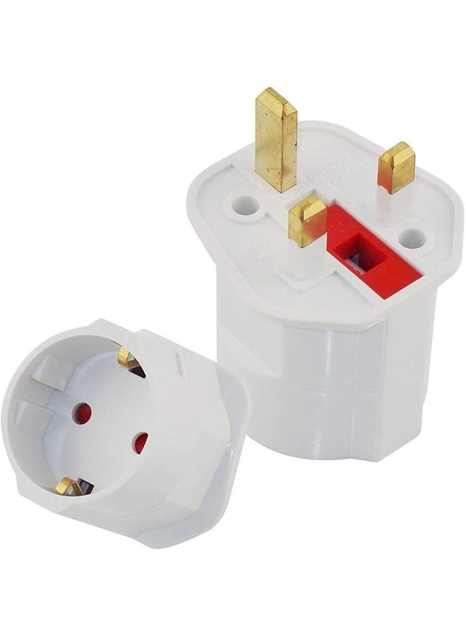PROMASS promass EU to UK Plugs Adapter, British Plug to EU Schuko Female Plugs Power Converter, 2 Pin Socket EU to UK Travel Adapter, 13A 250V BS1362 FUSED (Pack of 1)  - Image 1