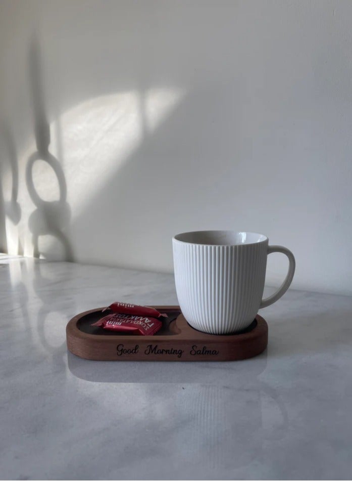Home Styling Collection Wooden Tray that comes with a built in coaster space - Image 3