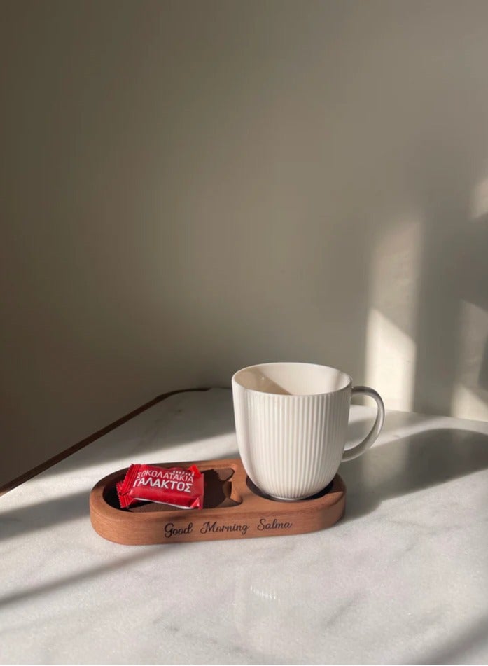 Home Styling Collection Wooden Tray that comes with a built in coaster space - Image 4