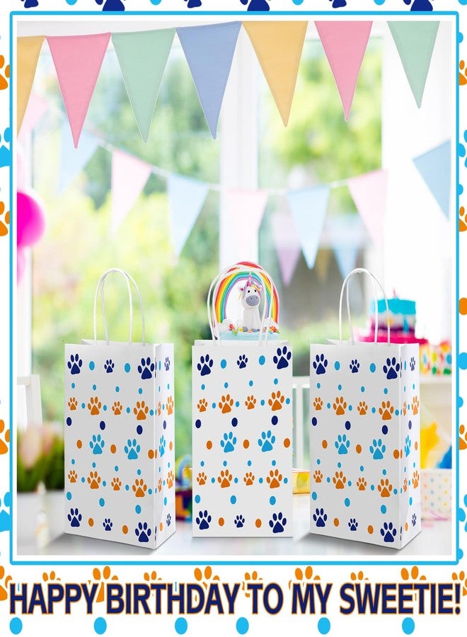 Kolldenn 16 Pcs Cartoon Dog Paw Paper Bags with Handles Blue And Orange Dog Birthday Party Favor Paw Treat Goodie Gift Bags for Cartoon Party Supplies, 8.3 x 5.9 x 3.1'' - Image 4