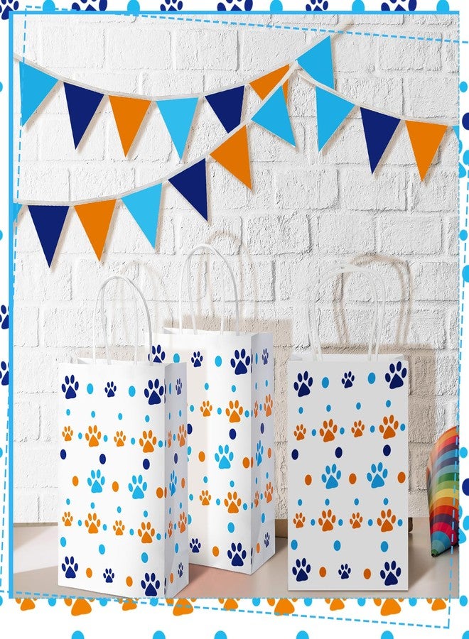 Kolldenn 16 Pcs Cartoon Dog Paw Paper Bags with Handles Blue And Orange Dog Birthday Party Favor Paw Treat Goodie Gift Bags for Cartoon Party Supplies, 8.3 x 5.9 x 3.1'' - Image 5