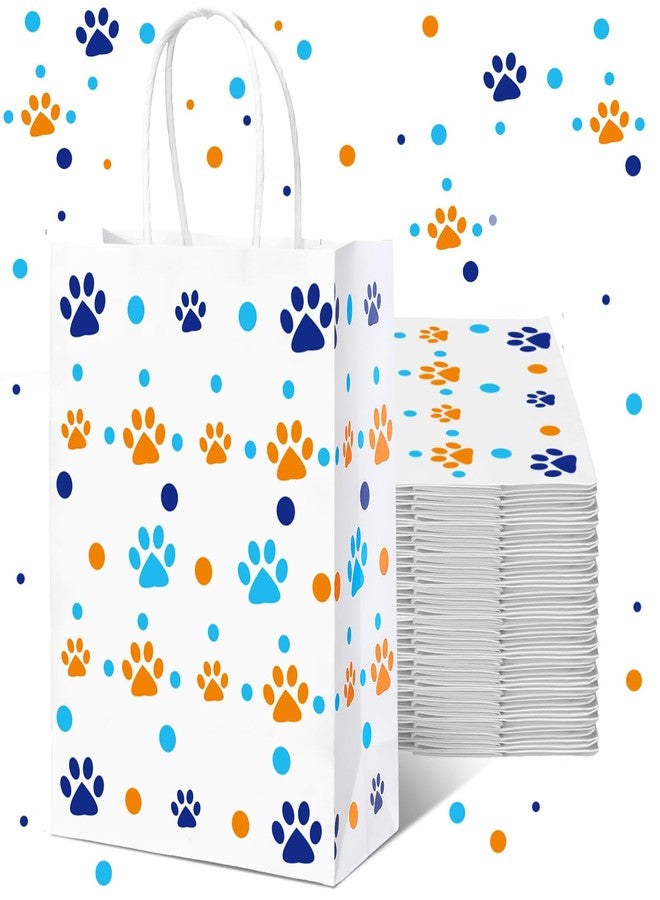 Kolldenn 16 Pcs Cartoon Dog Paw Paper Bags with Handles Blue And Orange Dog Birthday Party Favor Paw Treat Goodie Gift Bags for Cartoon Party Supplies, 8.3 x 5.9 x 3.1'' - Image 1