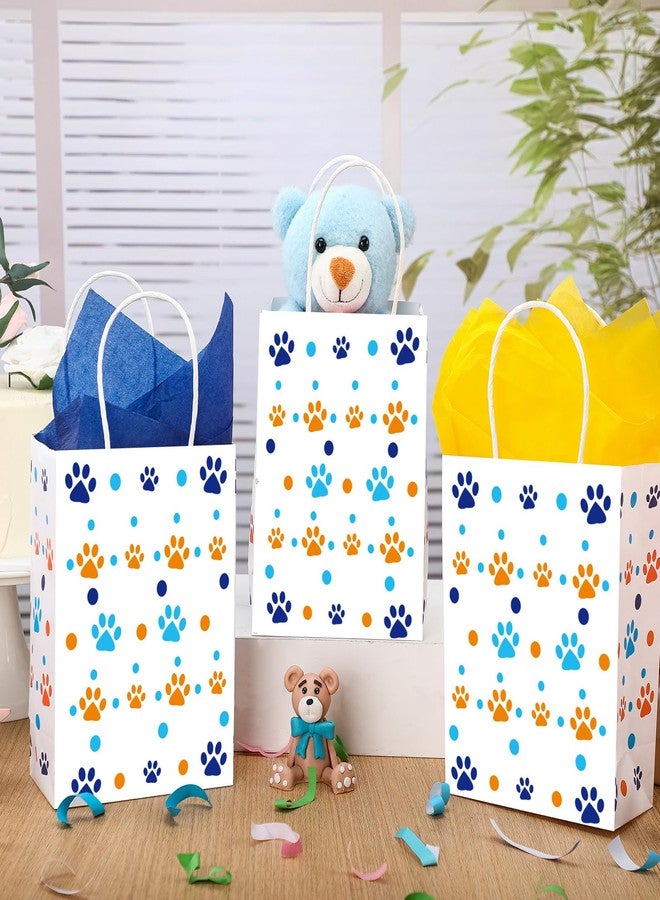 Kolldenn 16 Pcs Cartoon Dog Paw Paper Bags with Handles Blue And Orange Dog Birthday Party Favor Paw Treat Goodie Gift Bags for Cartoon Party Supplies, 8.3 x 5.9 x 3.1'' - Image 3