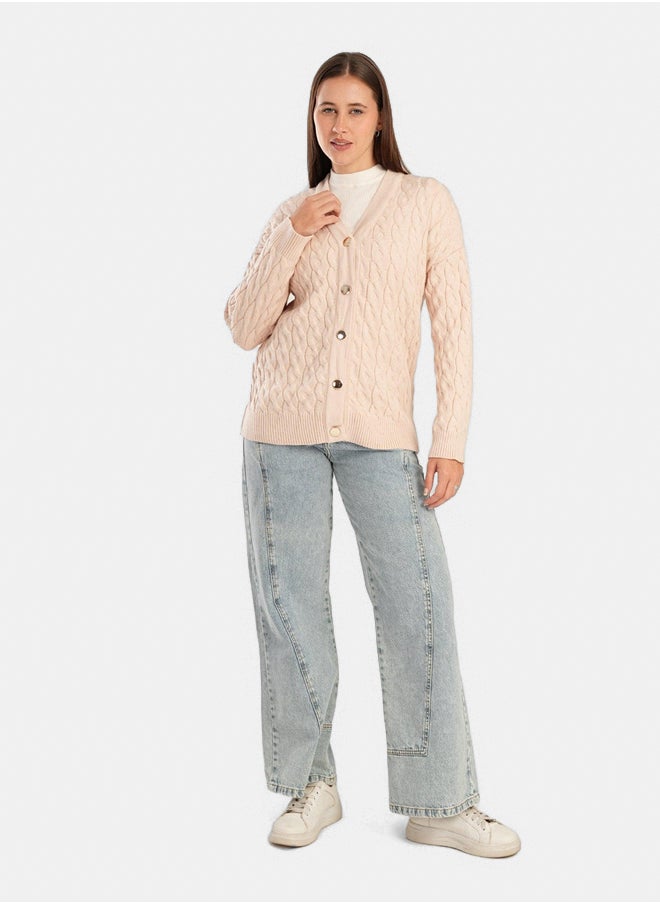 Clue Wool Cable Knitted Cardigan  - Image 3