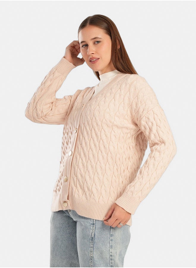 Clue Wool Cable Knitted Cardigan  - Image 2