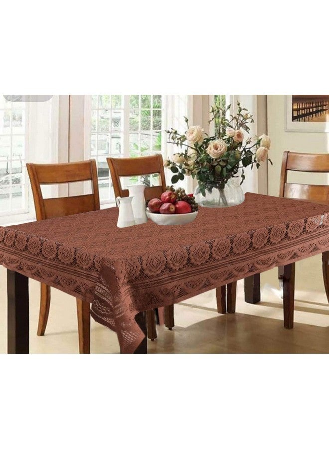 Kuber Industries Dining Table Cover 6 Seater|Table Cloth for 6 Seater Dining Table|Table Sheet for Dining, Party, Events|Finest Cotton & Washable|Indoor and Outdoor Use 90x60 (Brown) - Image 1