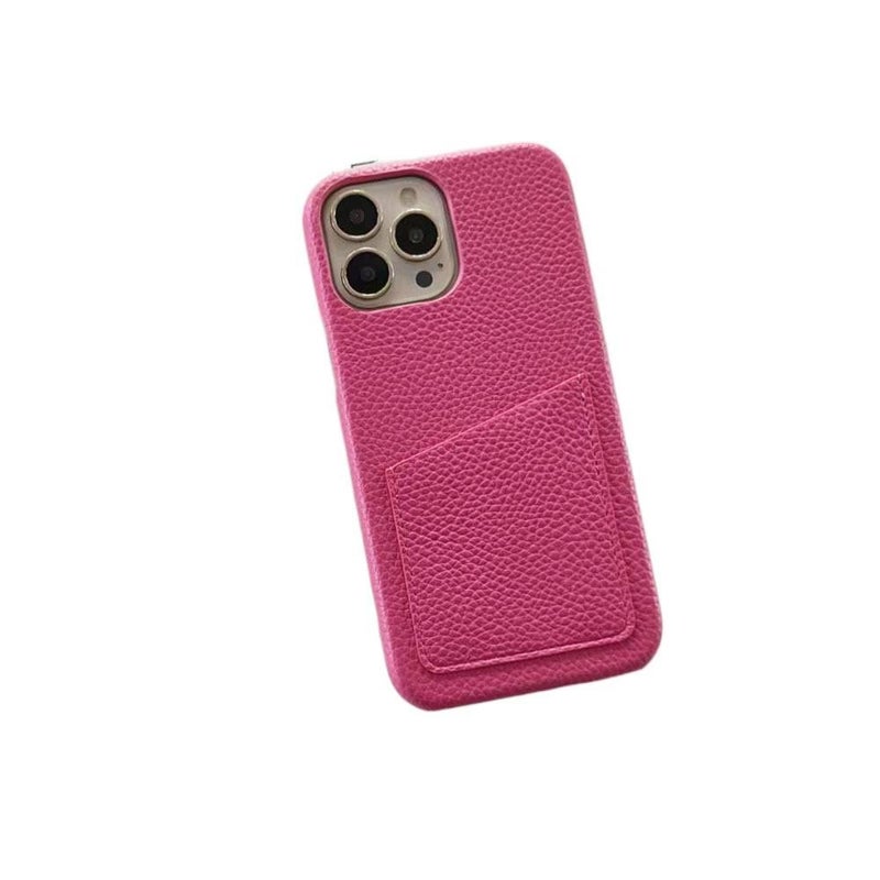 غطاء واقي بملمس جلد لـ iPhone 14 / 14 Plus / 14 Pro / 14 Pro Max مع حامل بطاقات وحماية من السقوط مع مقاوم للصدمات مع ملمس جلد مع تصميم نصف تغطية باللون أحمر باللون الأحمر - Image 1