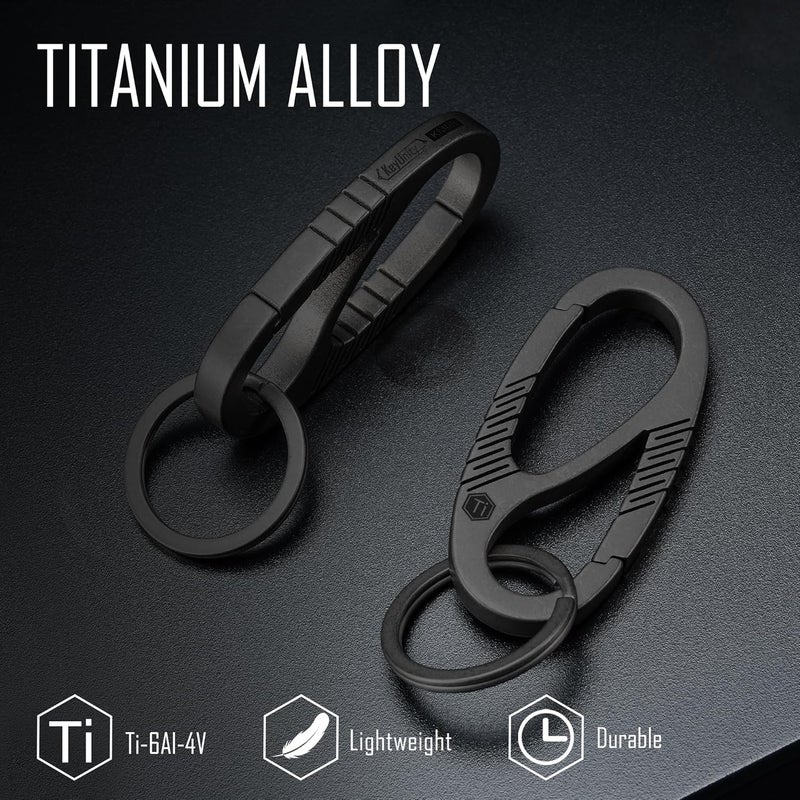 KeyUnity مشبك سلسلة مفاتيح من التيتانيوم KM08BK، حامل حلقات مفاتيح EDC ثنائي ��لبوابة سريع الفتح للرجال والنساء - Image 5