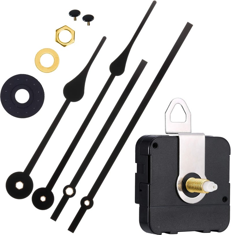 Hicarer Clock Movement Mechanism High Torque Long Shaft Clock Replacement Wall Mechanism Hands Quartzs DIY Repair Parts Motor Replacement with 2 Pairs of Hands - Image 1