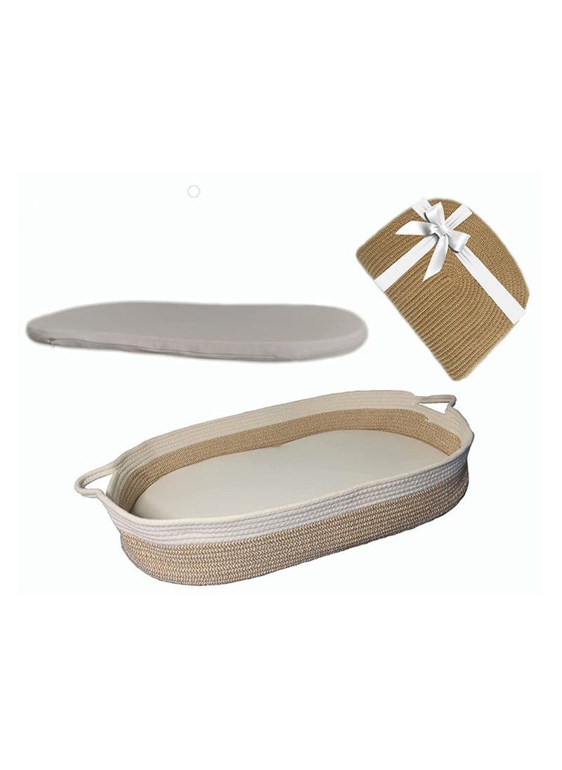 Arabest Portable Changing Table Changing Basket Handmade 100% Cotton Rope  - Image 1