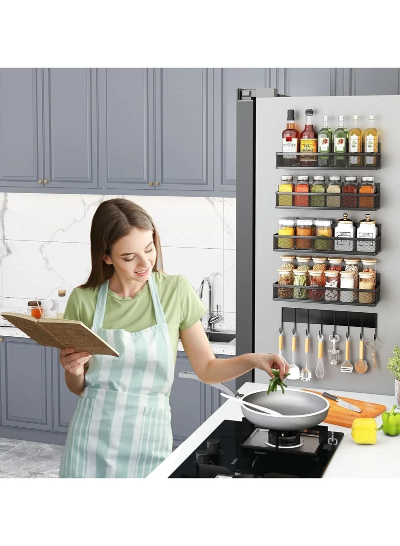 Quesera  Magnetic Spice Rack Set – 5 Pack Moveable Magnetic Shelves with 10-Hook Rack  | Best Price UAE