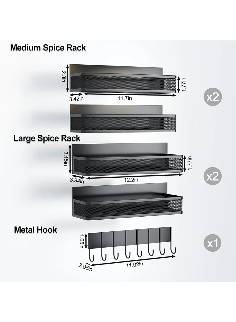Quesera  Magnetic Spice Rack Set – 5 Pack Moveable Magnetic Shelves with 10-Hook Rack  | Best Price UAE
