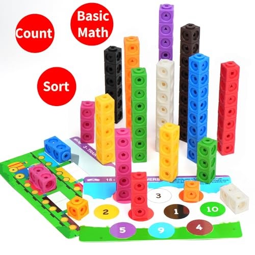 BenBen 100pcs Linking Cubes with 15 DoubleSided Activity Cards Math Manipulatives for Kids Ages 48 Counting Blocks for Kindergarten Snap Cubes STEM Educational Toy for Classroom Homeschool - Image 5