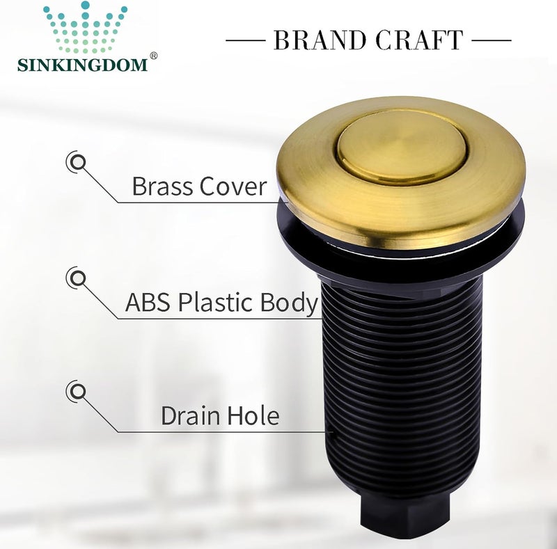 SINKINGDOM SinkTop Garbage Disposal Air Switch Kit with Long Button, Champagne Bronze (Brass Cover) - Image 3