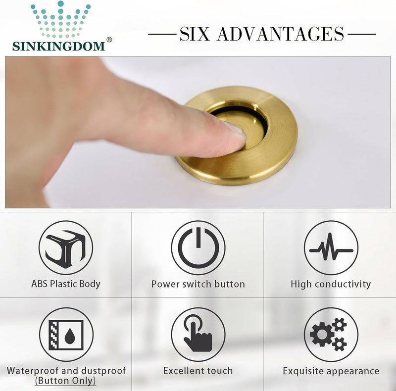 SINKINGDOM SinkTop Garbage Disposal Air Switch Kit with Long Button, Champagne Bronze (Brass Cover) - Image 4