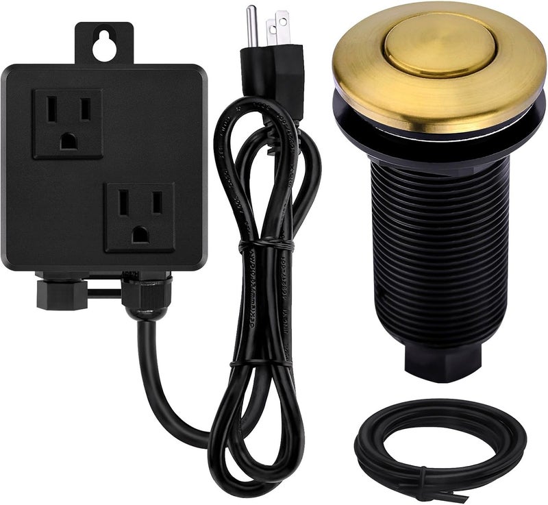 SINKINGDOM SinkTop Garbage Disposal Air Switch Kit with Long Button, Champagne Bronze (Brass Cover) - Image 1