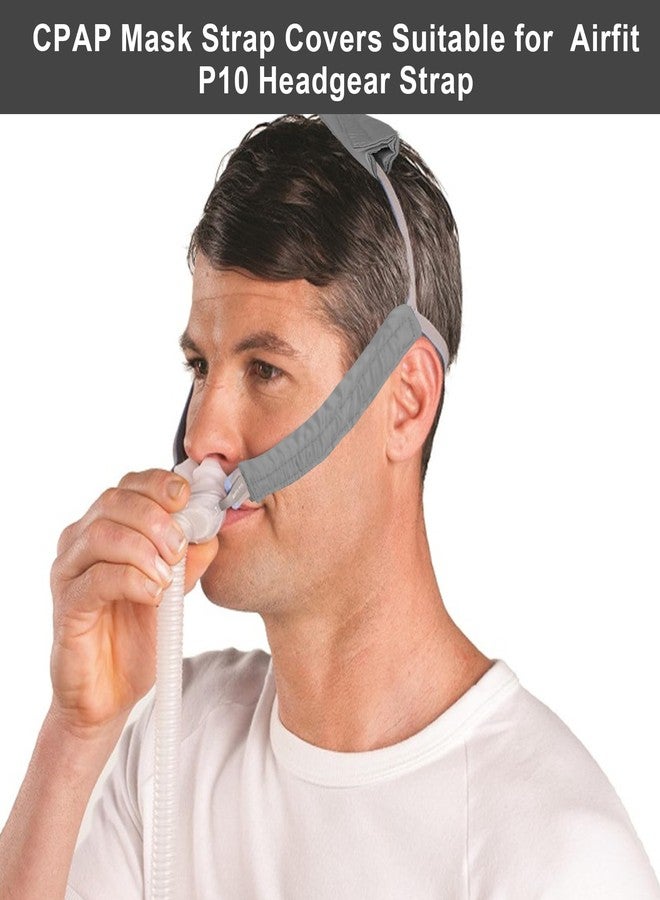 JDVBDNK 4 أغطية ساتان لأحزمة قناع جهاز التنفس CPAP، أغطية مريحة لأحزمة قناع جهاز التنفس CPAP، وسائد حريرية لقناع جهاز التنفس CPAP تناسب وسائد الأنف P10 وأغطية الرأس، واقي شعر مضاد للتجاعيد لجهاز التنفس CPAP لتقليل العلامات الحمراء (رمادي) - Image 5