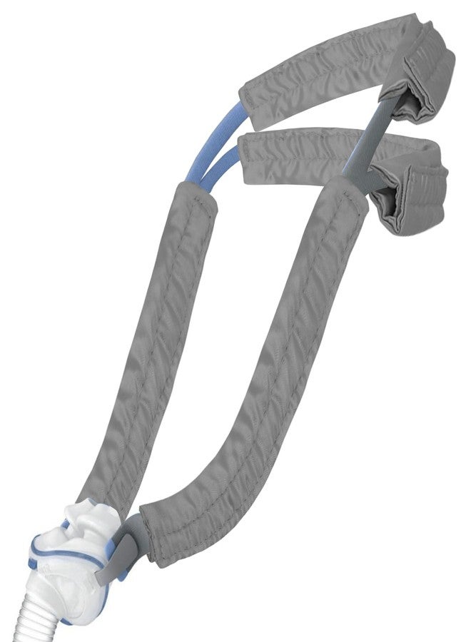 JDVBDNK 4 أغطية ساتان لأحزمة قناع جهاز التنفس CPAP، أغطية مريحة لأحزمة قناع جهاز التنفس CPAP، وسائد حريرية لقناع جهاز التنفس CPAP تناسب وسائد الأنف P10 وأغطية الرأس، واقي شعر مضاد للتجاعيد لجهاز التنفس CPAP لتقليل العلامات الحمراء (رمادي) - Image 1