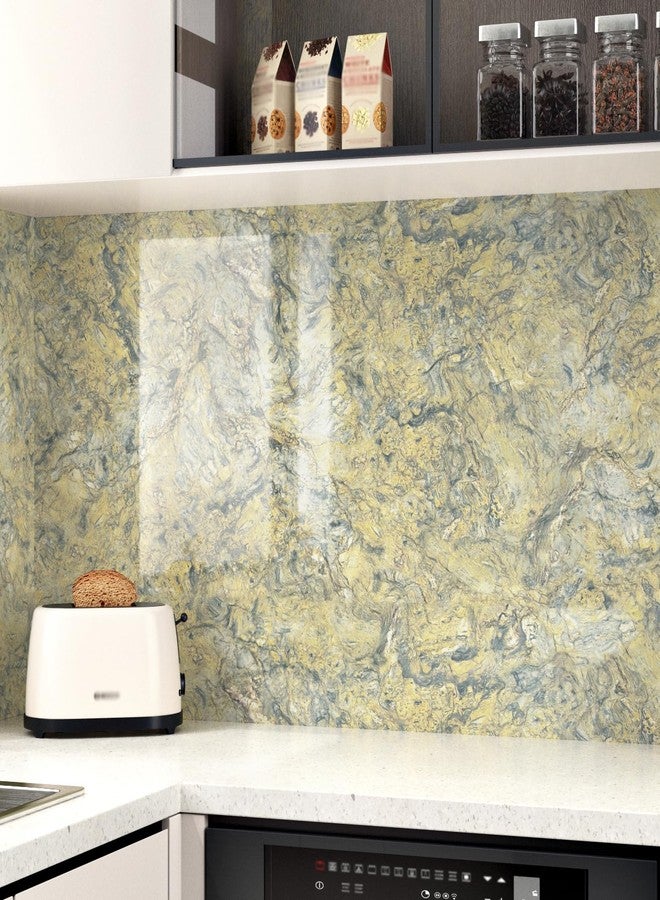 WESTICK Glossy Gold Marble Contact Paper for Countertops 15.8"x80" Yellow Marble Vinyl Wallpaper Peel and Stick Waterproof Granite Countertop Contact Paper for Tables Dresser Bathroom Sink Cabinets - Image 3