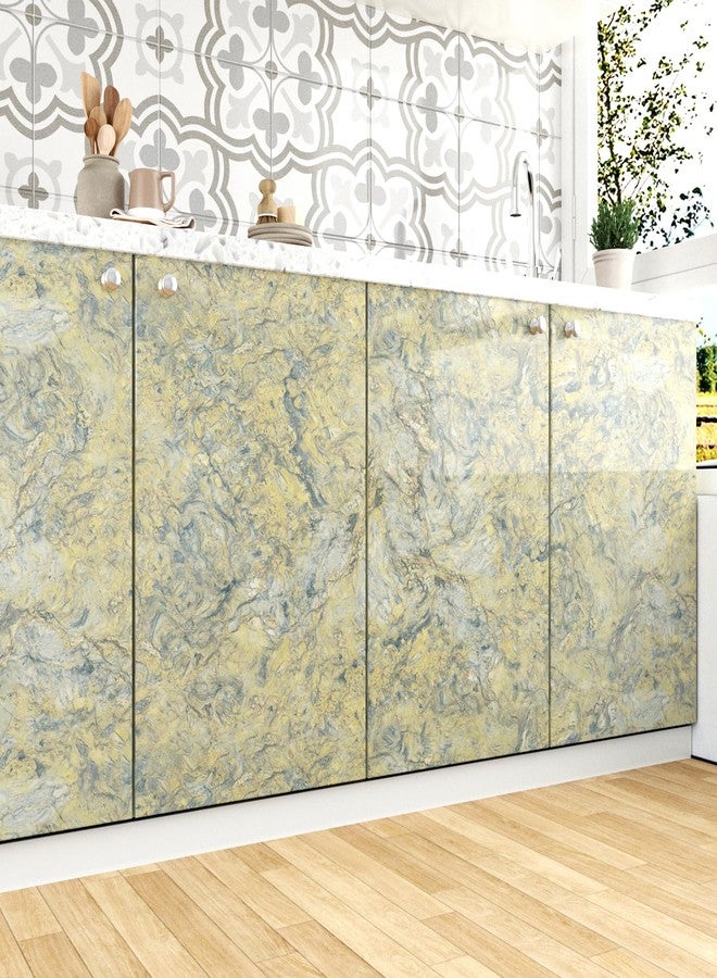 WESTICK Glossy Gold Marble Contact Paper for Countertops 15.8"x80" Yellow Marble Vinyl Wallpaper Peel and Stick Waterproof Granite Countertop Contact Paper for Tables Dresser Bathroom Sink Cabinets - Image 4