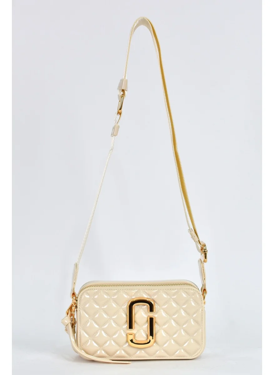 Elatae Women's Silicone Crossbody Bag with Column Shoulder Strap Beige 26398