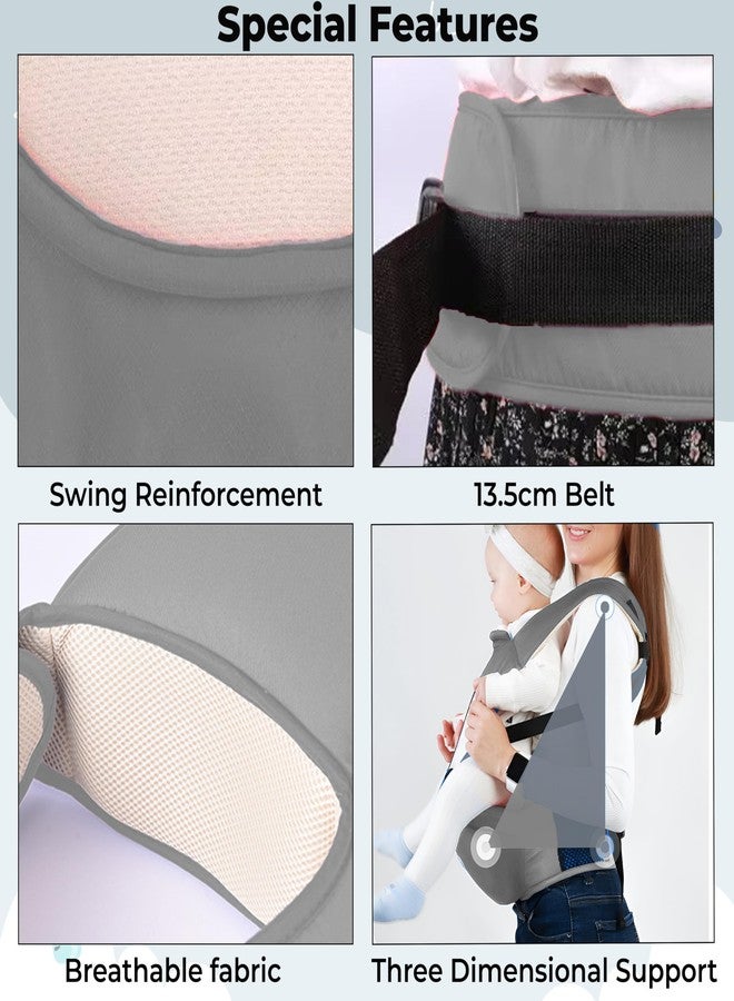 Bembika Adjustable Hip Seat Baby Carrier - Comfortable & Safe for Newborns and Toddlers-(Grey) - Image 5