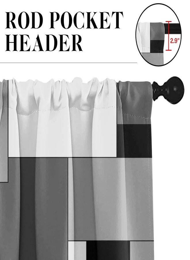 Tayney Black White Gray Kitchen Window Curtains Valance and Tier Set 36 Inch, Dark Grey Modern Geometric Rod Pocket Short Tier Curtain for Bathroom, Small Cafe Drapes for Kitchen Decor - Image 3