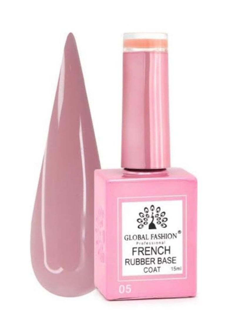 GLOBAL FASHION Professional GLOBAL FASHION French Rubber Base Coat 15ml: Long-Lasting, Durable, & Chip-Resistant Gel Nail Polish Base Coat for Manicure and Pedicure (5)  - Image 1