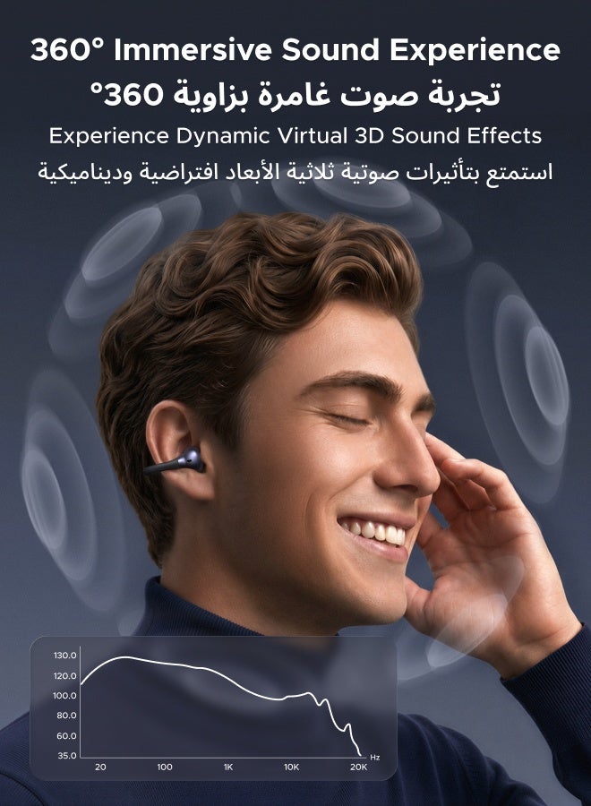 يو جرين سماعات لاسلكية مفتوحة الأذن بتقنية Bluetooth 6.0 مع تقليل ضوضاء المكالمات ENC وصوت محيطي وعمر بطارية حتى 35 ساعة واتصال مزدوج للأجهزة ومقاومة للماء IPX5 للجري والعمل والدراسة - Image 5