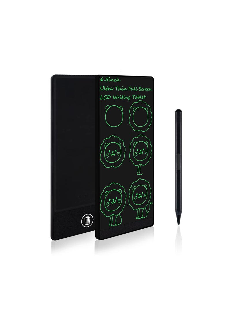 لوحة كتابة LCD صغيرة، 6.5 بوصة، لوحات رسم إلكترونية قابلة للمسح وإعادة الاستخدام، دفتر خدش إلكتروني للأطفال والبالغين، تقنية حساسة للضغط، بدون إشعاع، بدون وهج، باللون الأسود - Image 1