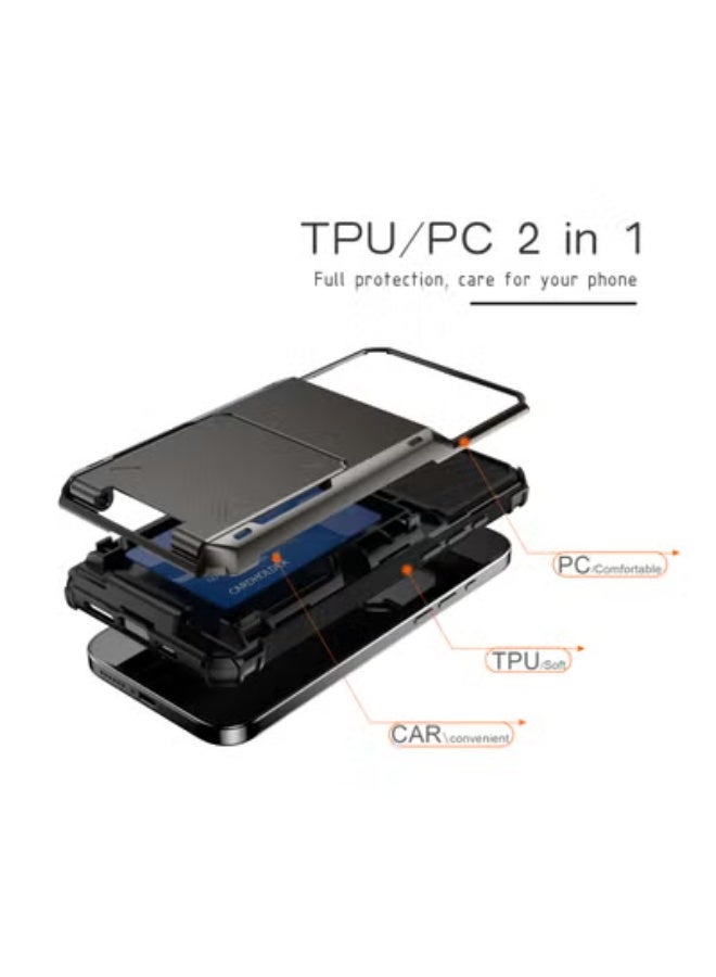 جولف لينك جراب حماية كامل مقاوم للصدمات مع حامل بطاقات، جراب صلب مزدوج الطبقات لهاتف آيفون 16 برو ماكس، أخضر - Image 2
