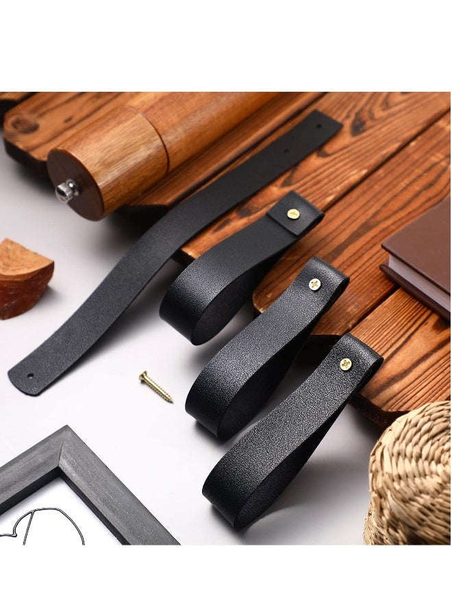 8 Pcs Artificial Leather Wall Hooks Wall Mounted PU Leather Hooks Pu Leather Curtain Rod Holder Towel Holders Leather Curtain Rod Holder for Bedroom Bathroom Kitchen Black  - Image 2