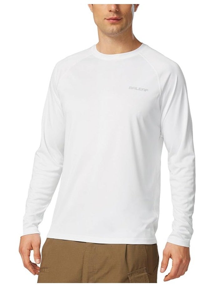 Baleaf Men'S Sun Protection Shirts Uv Spf Upf 50+ Long Sleeve Rash Guard Fishing Running Quick Dry Lightweight, Color: White, Size - Large  - Image 1