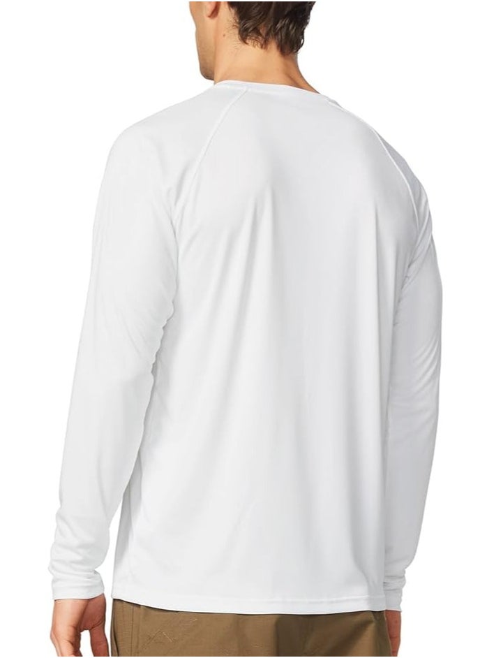 Baleaf Men'S Sun Protection Shirts Uv Spf Upf 50+ Long Sleeve Rash Guard Fishing Running Quick Dry Lightweight, Color: White, Size - Large  - Image 2