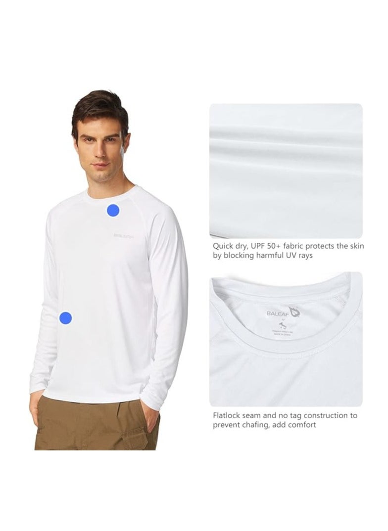Baleaf Men'S Sun Protection Shirts Uv Spf Upf 50+ Long Sleeve Rash Guard Fishing Running Quick Dry Lightweight, Color: White, Size - Large  - Image 5