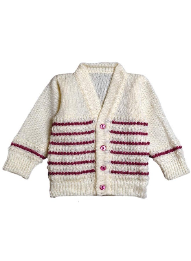 Little Angels Baby-Boys Baby Sweater Set - 3 Pcs Woollen Full Sleeves V-Neck Pearl Textured Knitted Sweater, Cap & Socks for 0 to 3 Months (Wine) - Image 3