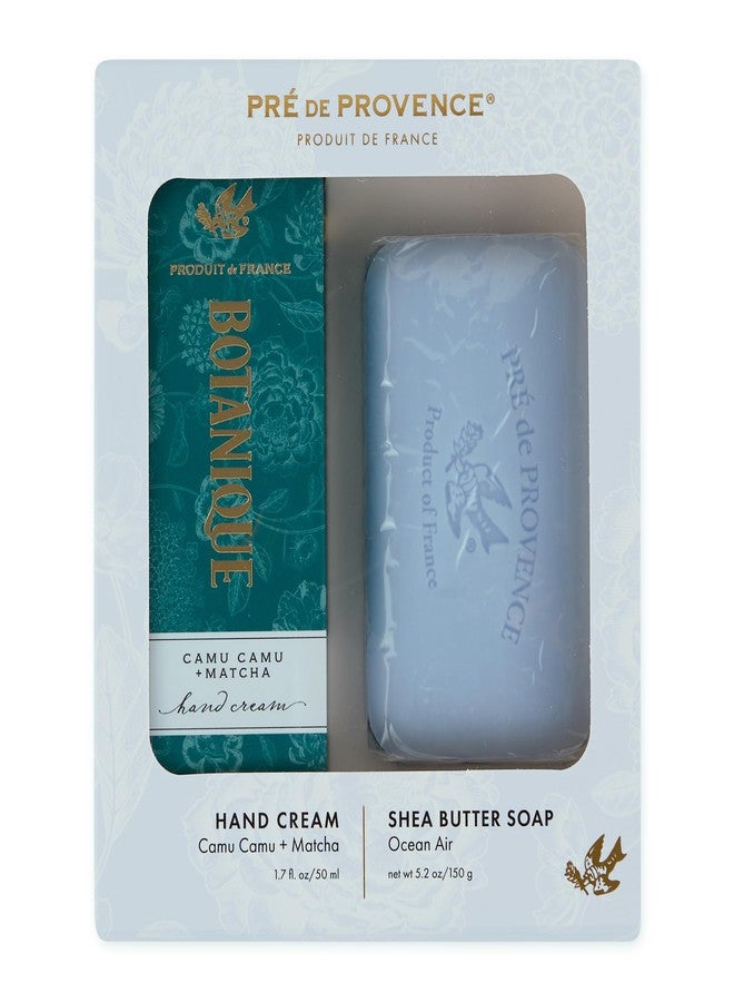 Pre de Provence Botanique 50ml Hand Cream/150g Heritage Soap Bar Gift Set, Camu Camu & Matcha + Ocean Air - Image 1