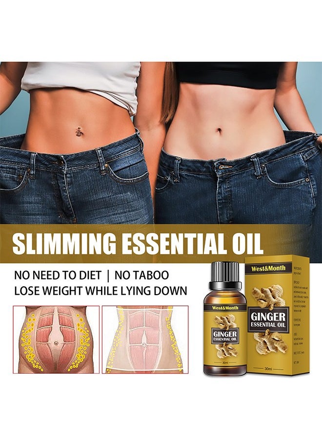 West&Month Ginger Essential Oil ,Of Essential Oil For Abdominal Fat Removal ,Accelerate Metabolism Burn Calories Beautiful Curve 30ml  - Image 2