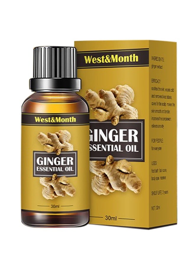 West&Month Ginger Essential Oil ,Of Essential Oil For Abdominal Fat Removal ,Accelerate Metabolism Burn Calories Beautiful Curve 30ml  - Image 1