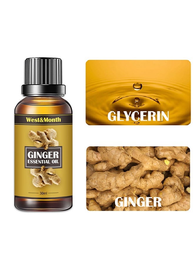 West&Month Ginger Essential Oil ,Of Essential Oil For Abdominal Fat Removal ,Accelerate Metabolism Burn Calories Beautiful Curve 30ml  - Image 3