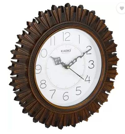 Kadio Analog 32 cm X 32 cm Wall Clock (Brown, with Glass, Standard)... - Image 3