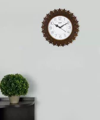Kadio Analog 32 cm X 32 cm Wall Clock (Brown, with Glass, Standard)... - Image 2