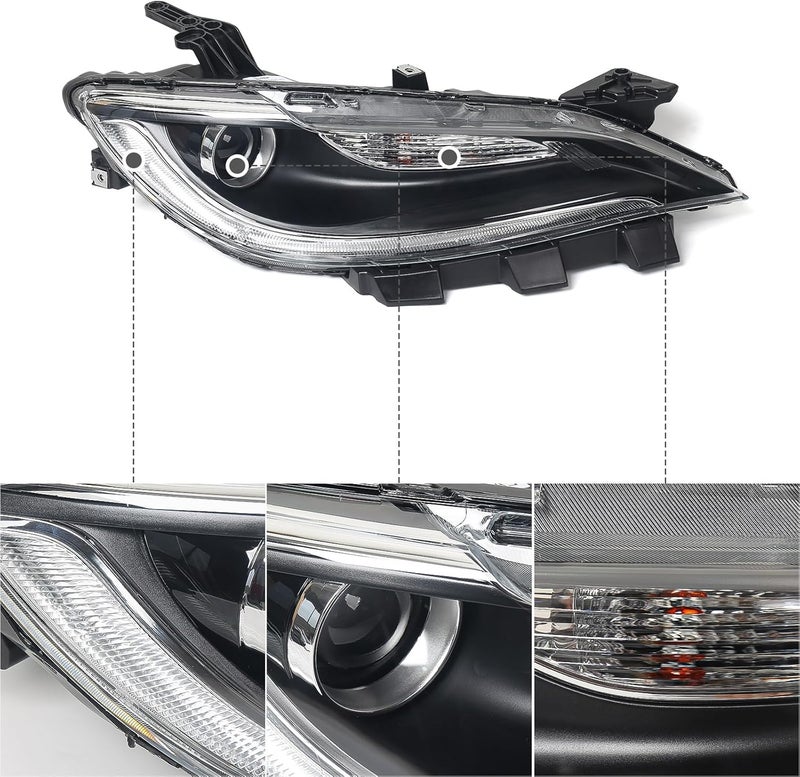 Huray Halogen Headlight Assembly for Chrysler 200 (2015-2017) Right Passenger Side with LED DRL - Image 2