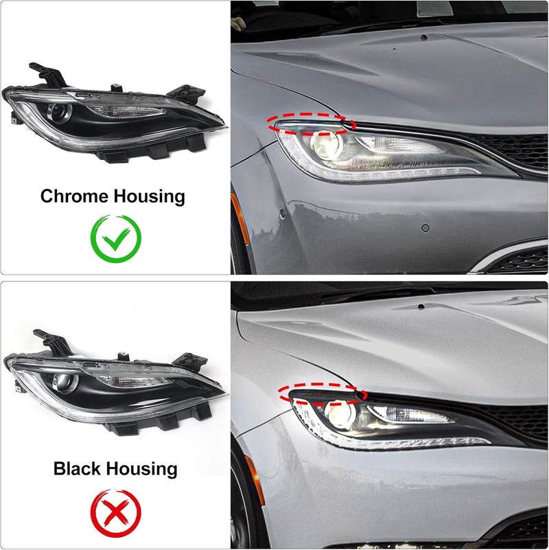 Huray Halogen Headlight Assembly for Chrysler 200 (2015-2017) Right Passenger Side with LED DRL - Image 5