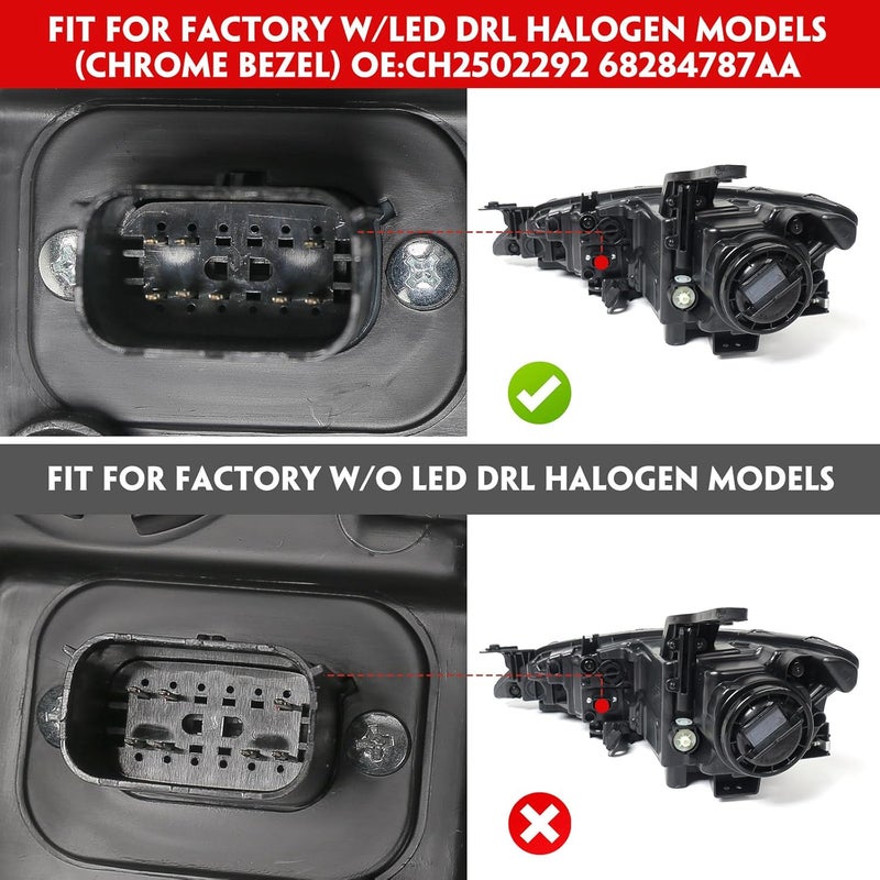 Huray Halogen Headlight Assembly for Chrysler 200 (2015-2017) Right Passenger Side with LED DRL - Image 4