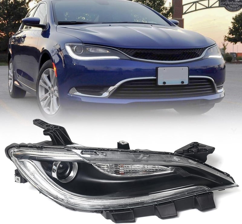 Huray Halogen Headlight Assembly for Chrysler 200 (2015-2017) Right Passenger Side with LED DRL - Image 1