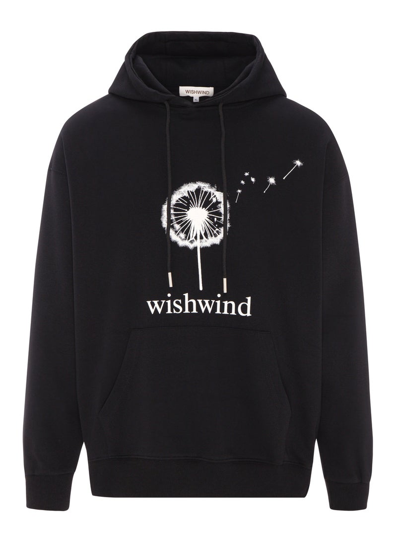 WISHWIND Unisex Dandelion Graphic Hoodie - Black - Image 1