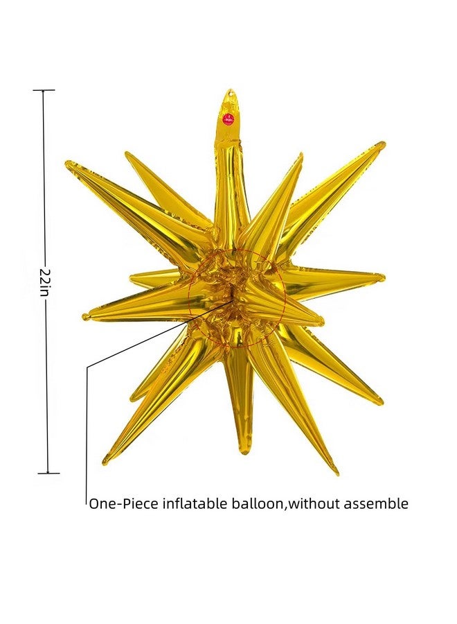 BBPOOL 6 Pcs Gold Star Balloons,22 Inch Gold Starburst Balloons Star Foil Mylar Balloons for Birthday Party Wedding Christmas New Year Anniversary Graduation Decorations - Image 2